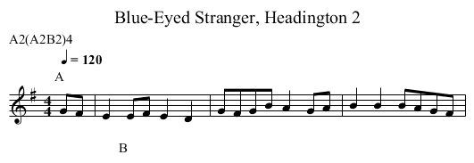 Blue-Eyed Stranger, Headington 2 - staff notation