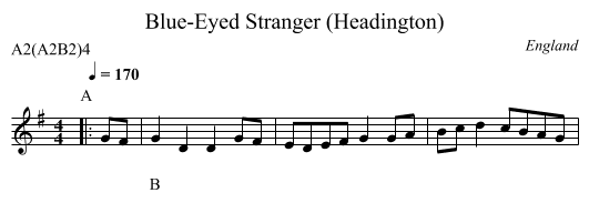 Blue-Eyed Stranger (Headington) - staff notation