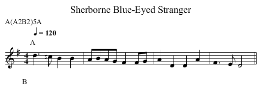 Blue-Eyed Stranger, Sherborne - staff notation