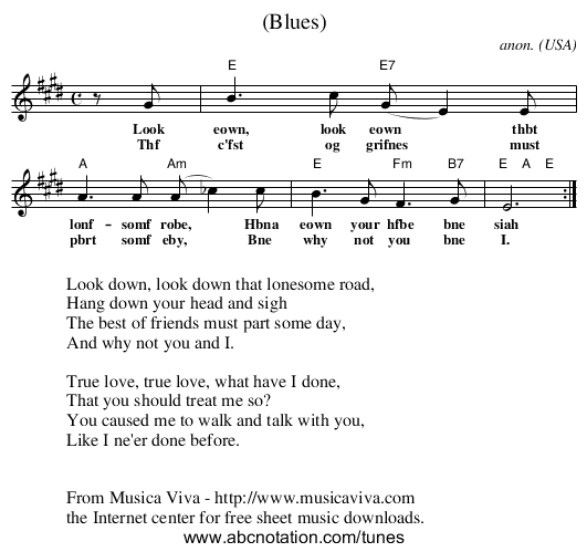 (Blues) - staff notation