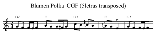 Blumen Polka  CGF (5letras transposed) - staff notation
