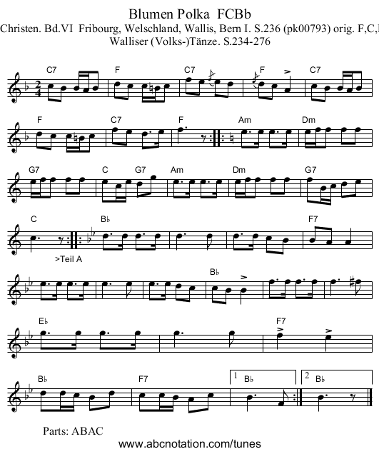 Blumen Polka FCBb - staff notation
