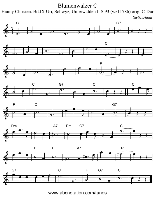 Blumenwalzer C - staff notation