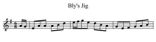 Bly's Jig - staff notation