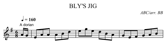 BLY'S JIG - staff notation