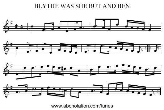BLYTHE WAS SHE BUT AND BEN - staff notation