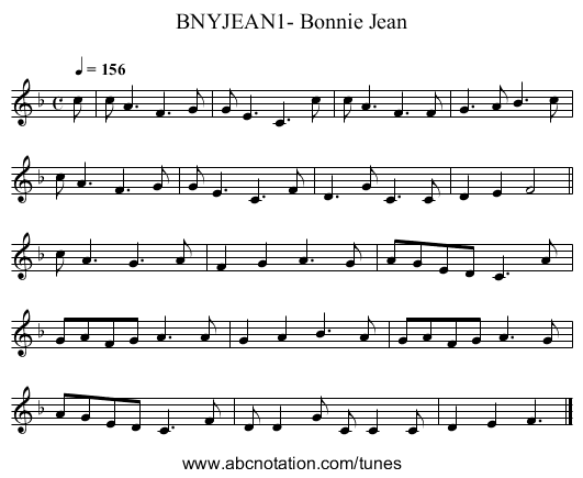 BNYJEAN1- Bonnie Jean - staff notation