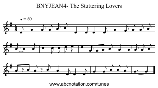 BNYJEAN4- The Stuttering Lovers - staff notation