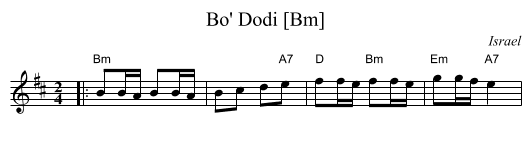 Bo' Dodi [Bm] - staff notation