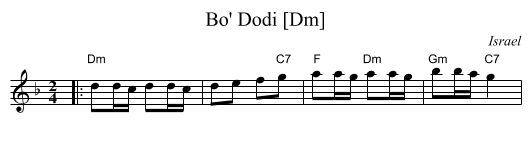 Bo' Dodi [Dm] - staff notation
