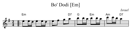 Bo' Dodi [Em] - staff notation