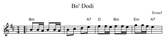 Bo' Dodi - staff notation