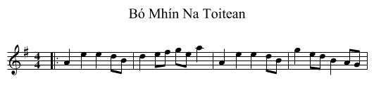 Bó Mhín Na Toitean - staff notation