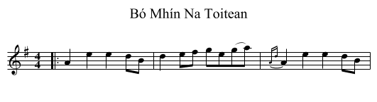 Bó Mhín Na Toitean - staff notation