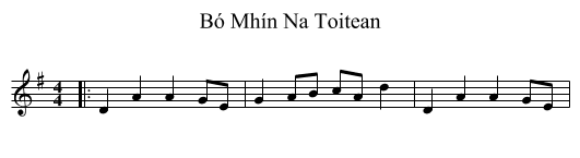 Bó Mhín Na Toitean - staff notation