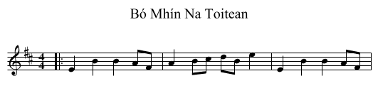 Bó Mhín Na Toitean - staff notation
