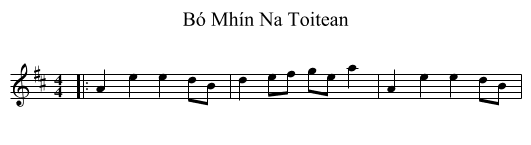 Bó Mhín Na Toitean - staff notation