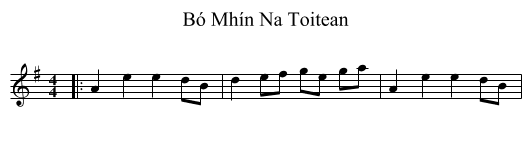 Bó Mhín Na Toitean - staff notation