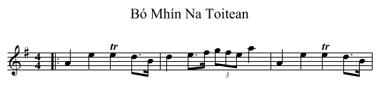 Bó Mhín Na Toitean - staff notation
