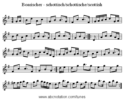 Boarischer - schottisch/schottische/scottish - staff notation