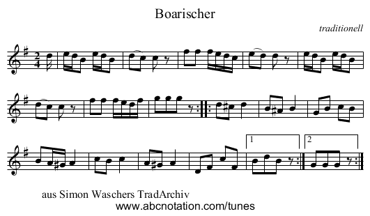 Boarischer - staff notation