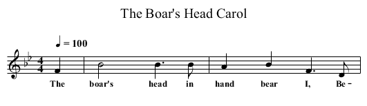 Boar's Head Carol, The  - staff notation