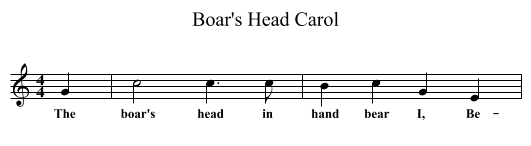 Boar's Head Carol - staff notation