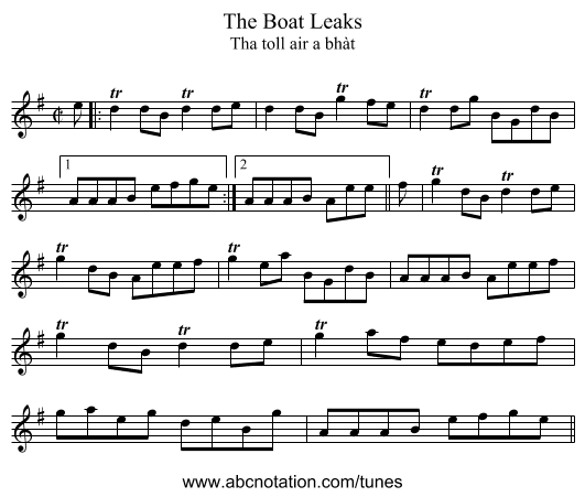 Boat Leaks, The - staff notation
