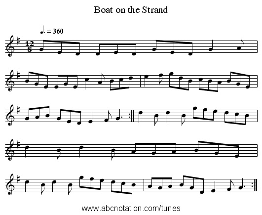 Boat on the Strand - staff notation