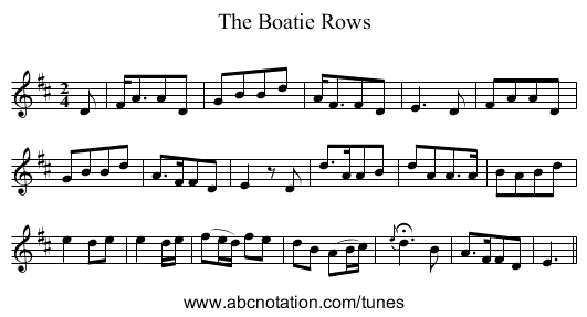 Boatie Rows, The - staff notation