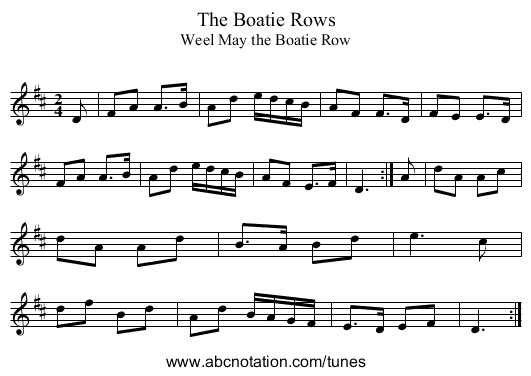 Boatie Rows, The - staff notation