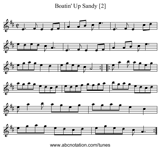 Boatin' Up Sandy [2] - staff notation