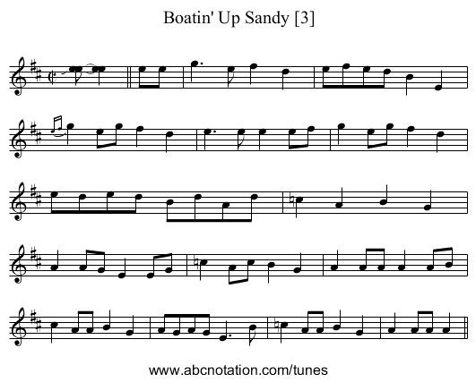 Boatin' Up Sandy [3] - staff notation