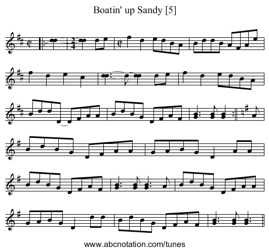 Boatin' up Sandy [5] - staff notation
