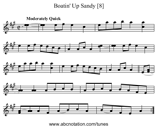 Boatin' Up Sandy [8] - staff notation