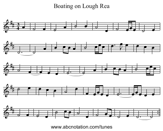 Boating on Lough Rea - staff notation