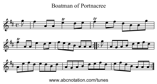 Boatman of Portnacree - staff notation