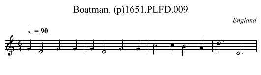 Boatman. (p)1651.PLFD.009 - staff notation