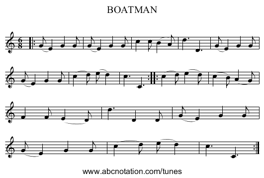 BOATMAN - staff notation