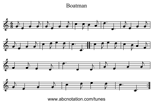 Boatman - staff notation