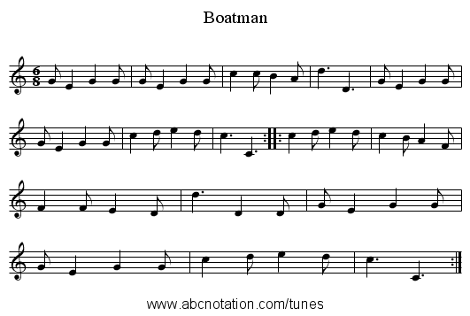 Boatman - staff notation