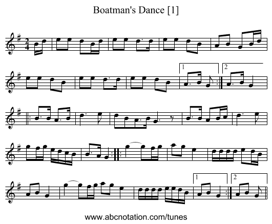 Boatman's Dance [1] - staff notation