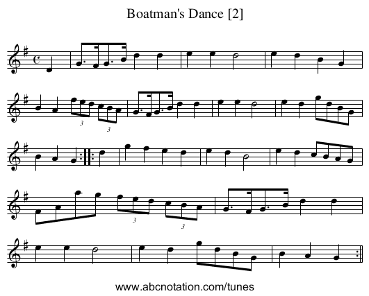 Boatman's Dance [2] - staff notation