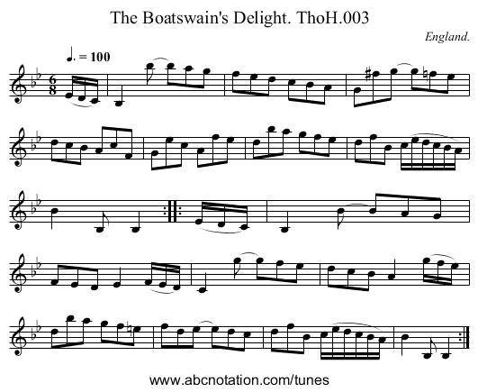 Boatswain's Delight. ThoH.003, The - staff notation