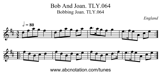 Bob And Joan. TLY.064 - staff notation