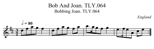 Bob And Joan. TLY.064 - staff notation