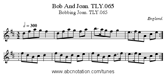 Bob And Joan. TLY.065 - staff notation