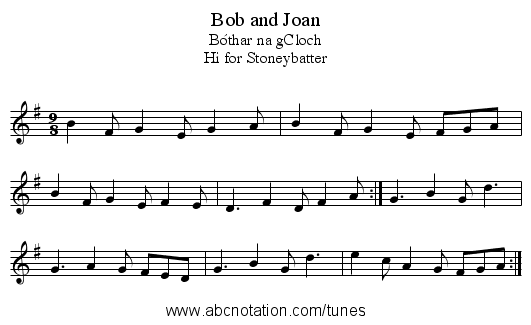 Bob and Joan - staff notation