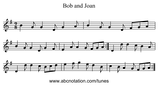 Bob and Joan - staff notation