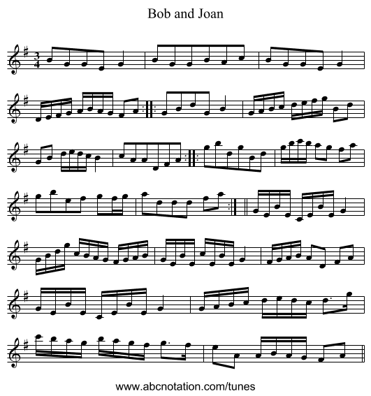 Bob and Joan - staff notation